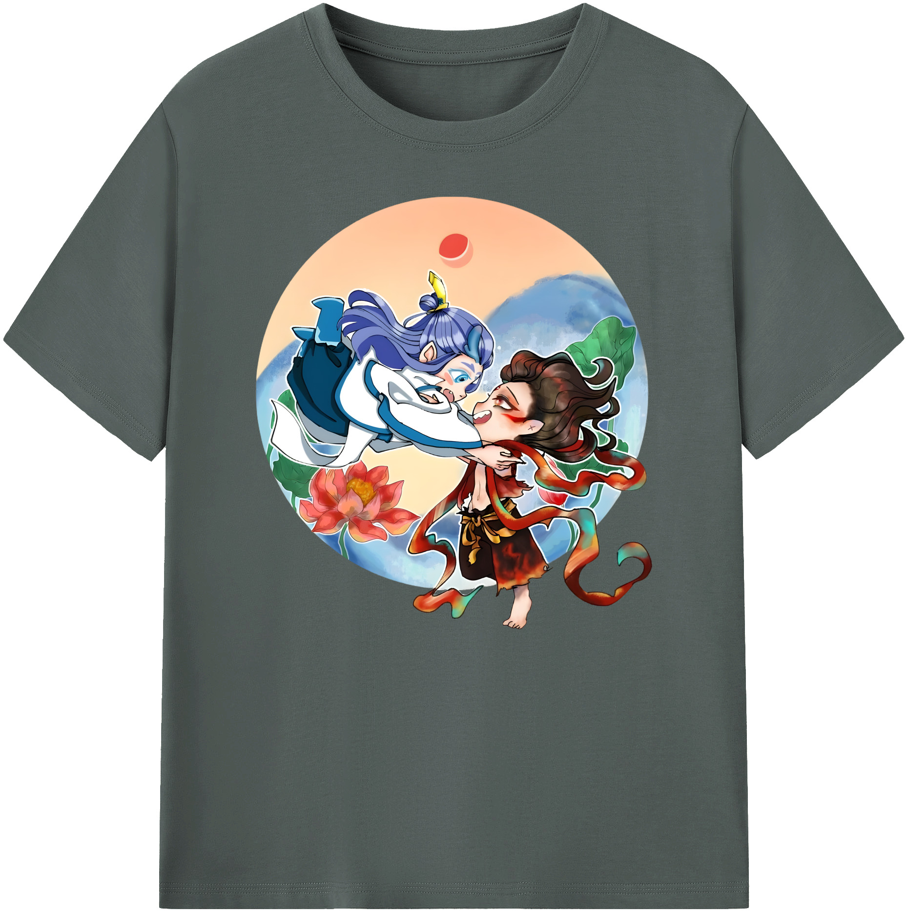 （画像用） Ne Zha 2 ナタ 魔童の大暴れ 綿100％ メンズ半袖Tシャツ｜肌触りやわらか＆通気性